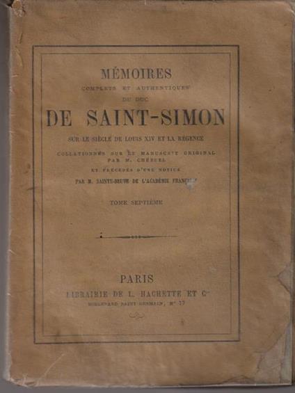   Memoires du duc de Saint-Simon tome VII - copertina