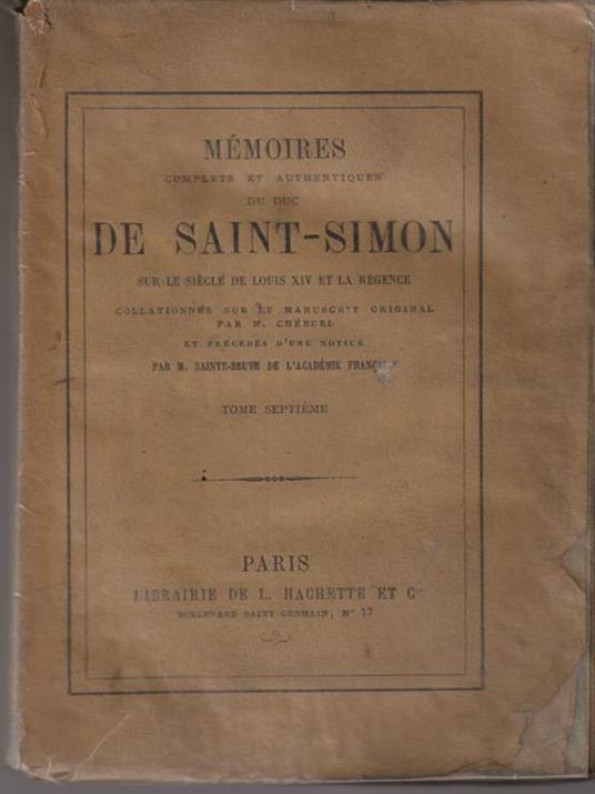   Memoires du duc de Saint-Simon tome VII - copertina