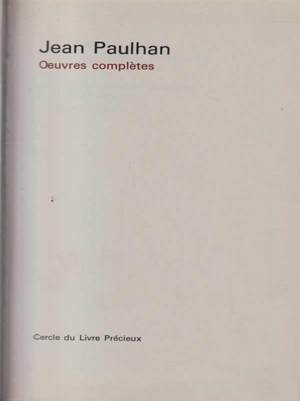   Oeuvres completes tome I