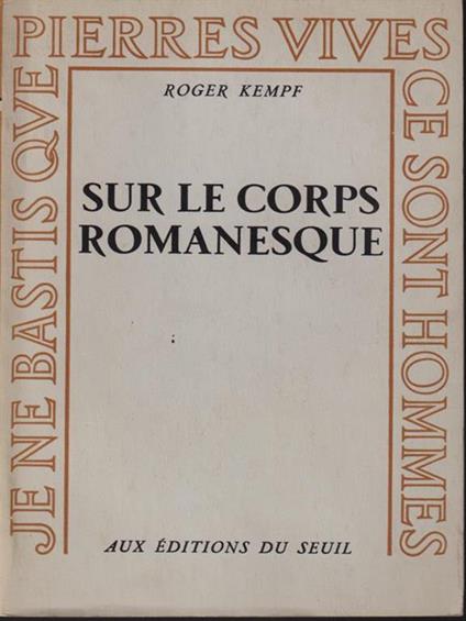 Sur le corps romanesque - Roger Kempf - copertina