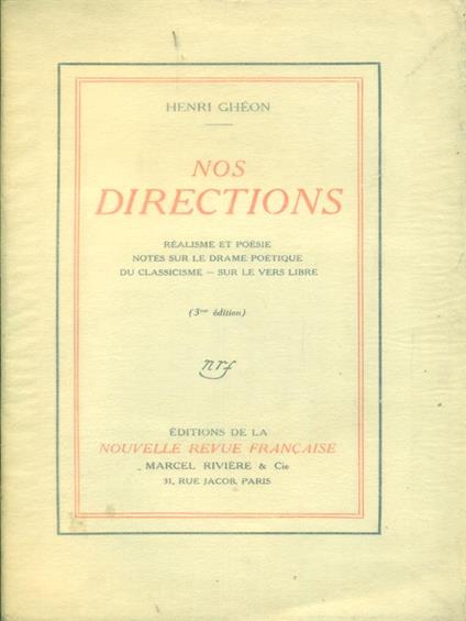 Nos directions - Henri Gheon - copertina