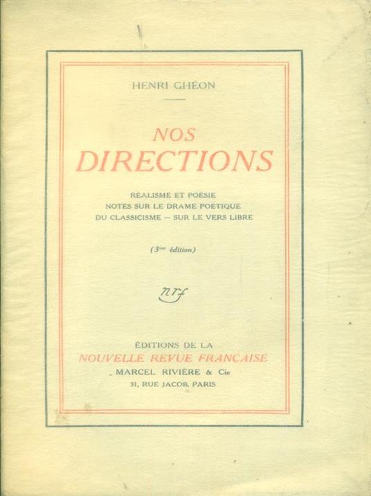 Nos directions - Henri Gheon - copertina