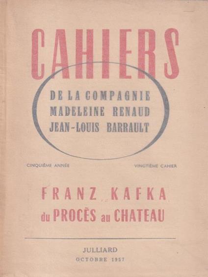   Franz Kafka du Proces au Chateau - copertina
