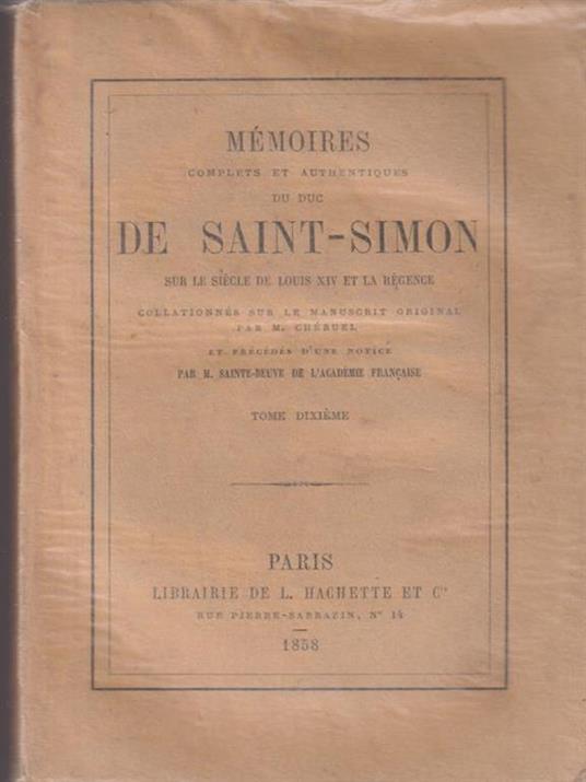   Memoires De Saint Simon tome dixieme - copertina