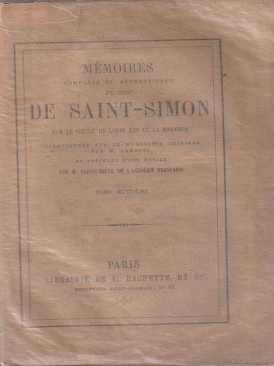   Memoires De Saint Simon tome huitieme - copertina