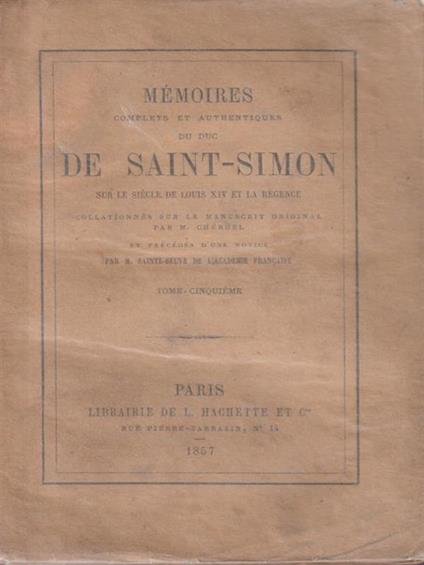   Memoires De Saint Simon tome cinquieme - copertina