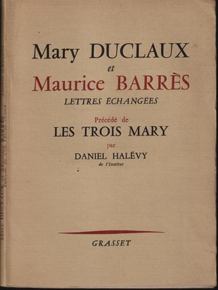   Lettres echangees - Duclaux - copertina