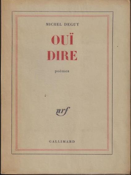   Oui dire - Michel Deguy - copertina