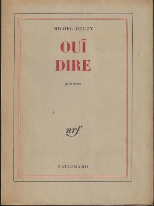   Oui dire - Michel Deguy - copertina