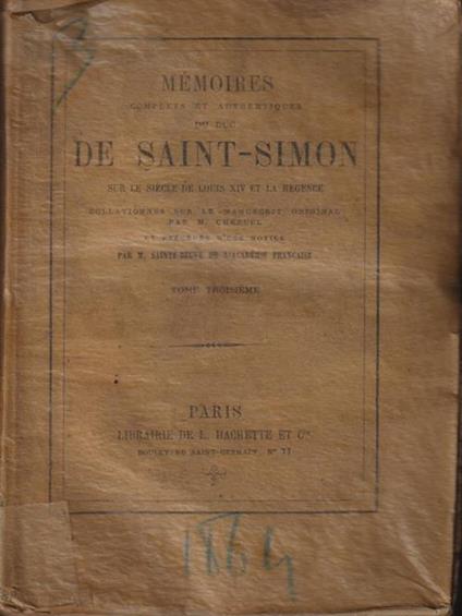   Memoires du duc de Saint-Simon tome III - copertina