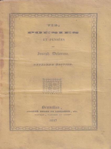   Vie, poesies et pensees - Joseph Delorme - copertina