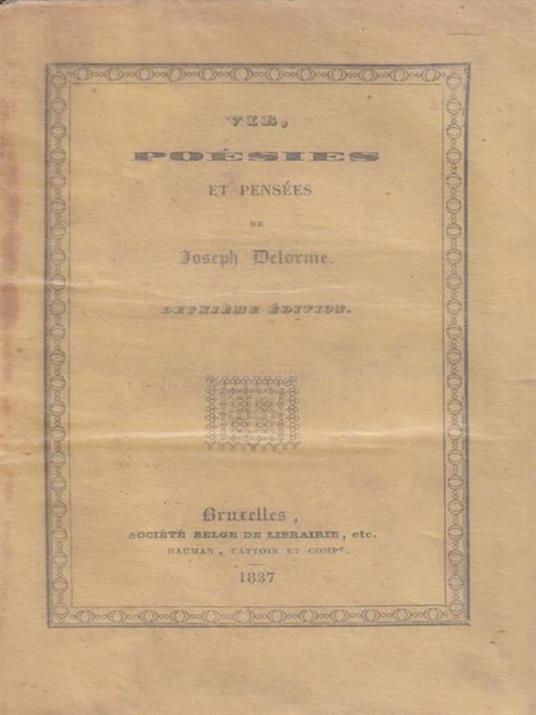   Vie, poesies et pensees - Joseph Delorme - copertina