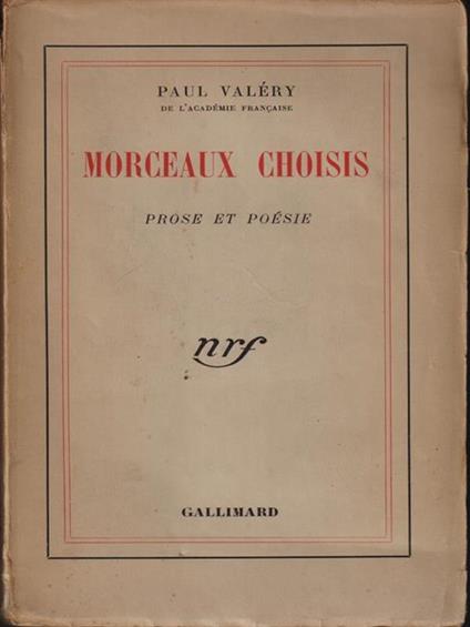   Morceaux choisis - Paul Valéry - copertina