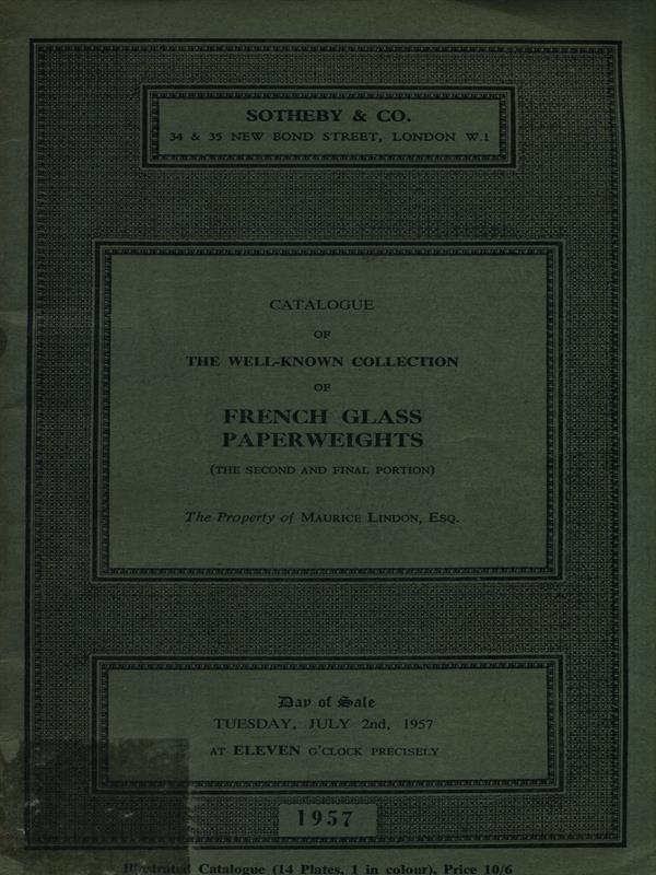   Catalogue of The Well-known collection of French Glass Paperweights