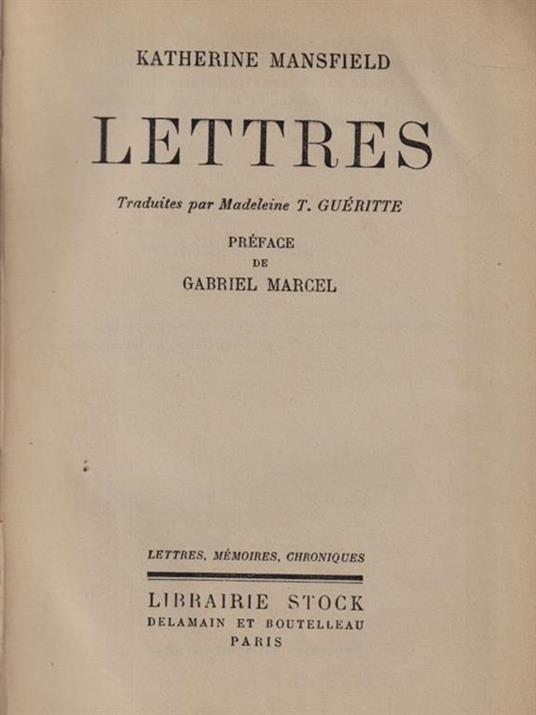   Lettres - Katherine Mansfield - copertina