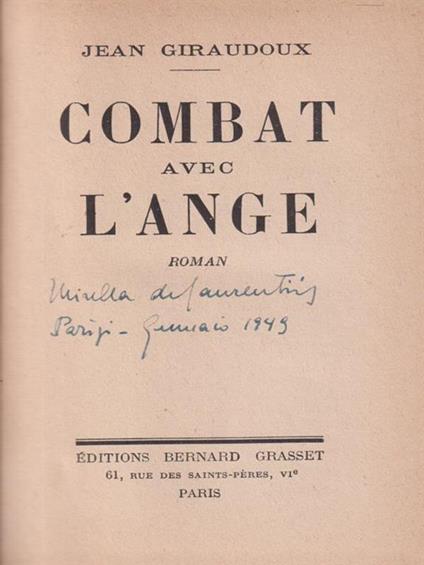   Combat avec l'ange - Jean Giraudoux - copertina