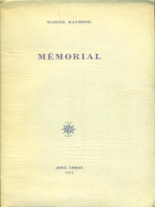 Memorial - Marcel Raymond - copertina
