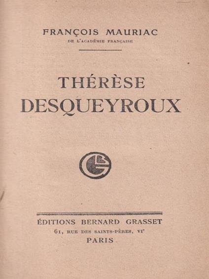  Therese Desqueyroux - François Mauriac - copertina