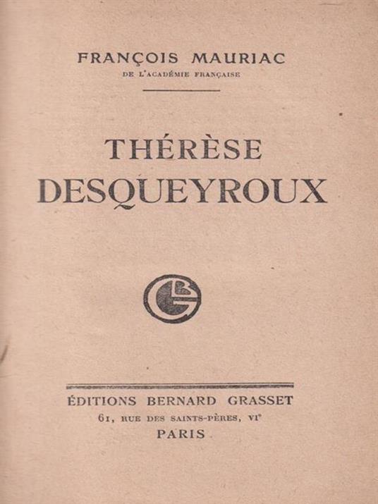   Therese Desqueyroux - François Mauriac - copertina