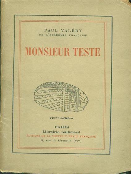   Monsieur Teste - Paul Valéry - copertina