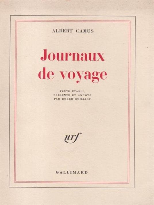   Journaux de vojage - Albert Camus - copertina