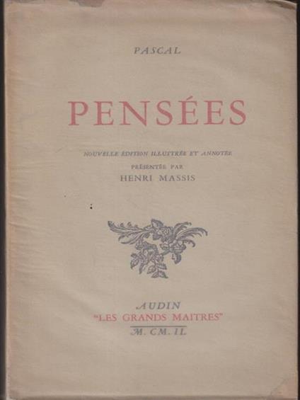   Pensees - Blaise Pascal - copertina