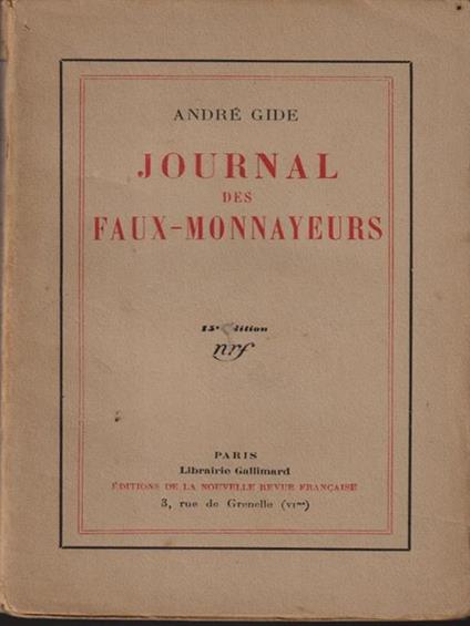   Journal des faux-monnayeurs - André Gide - copertina