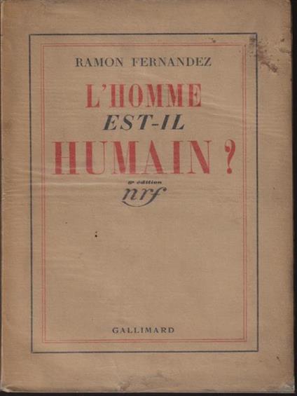 L' homme est-il humain? - Ramon Fernandez - copertina