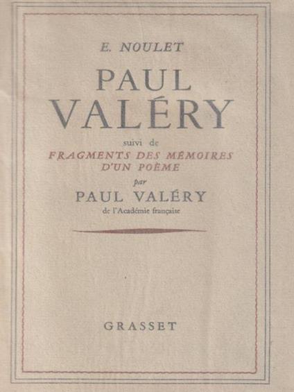   Paul Valery - E. Noulet - copertina