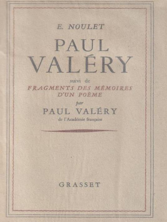   Paul Valery - E. Noulet - copertina