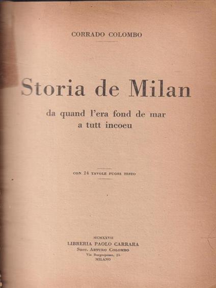   Storia de Milan da quand l'era fond de mar a tutt incoeu - Corrado colombo - copertina
