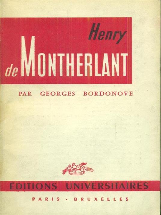 Henry de Montherlant - Georges Bordonove - copertina