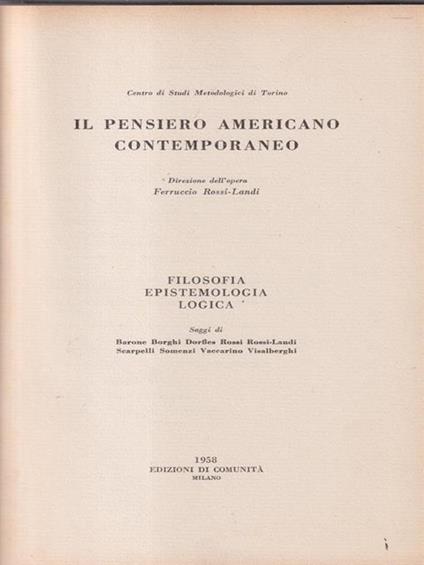 Il pensiero americano contemporaneo - copertina