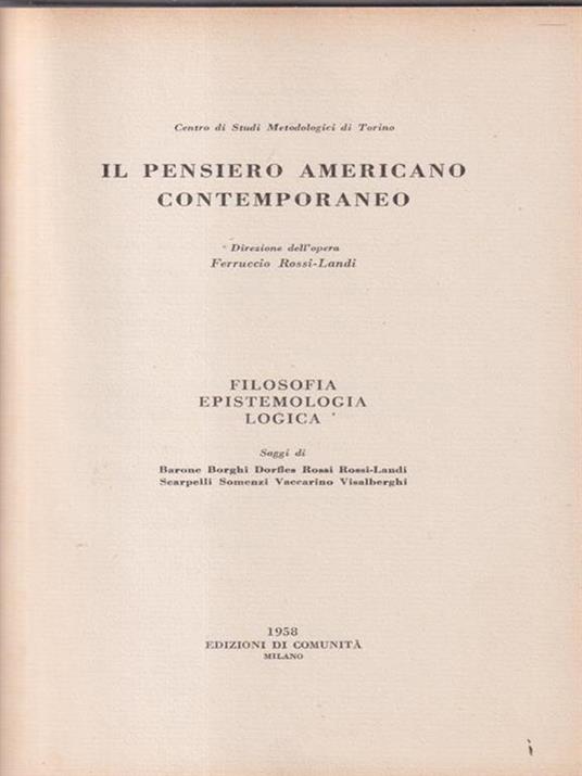 Il pensiero americano contemporaneo - copertina