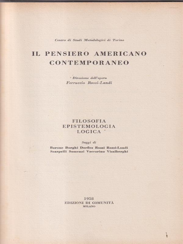 Il pensiero americano contemporaneo