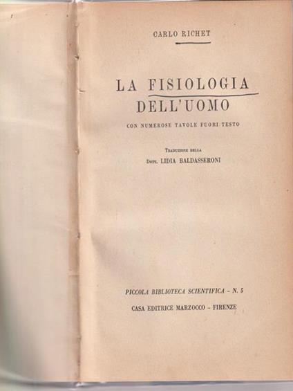 La fisiologia dell'uomo - Carlo Richet - copertina