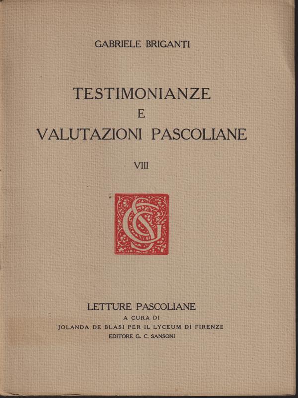   Testimonianze e valutazioni pascoliane