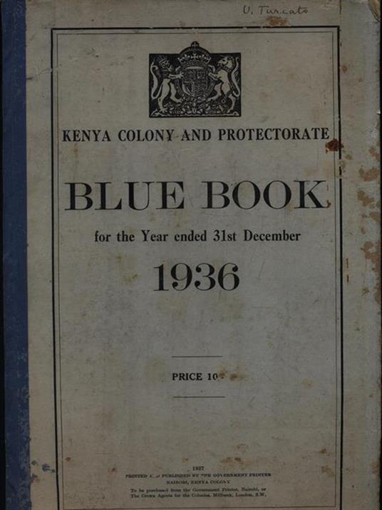Blue Book for the Year ended 31st December 1936 - copertina