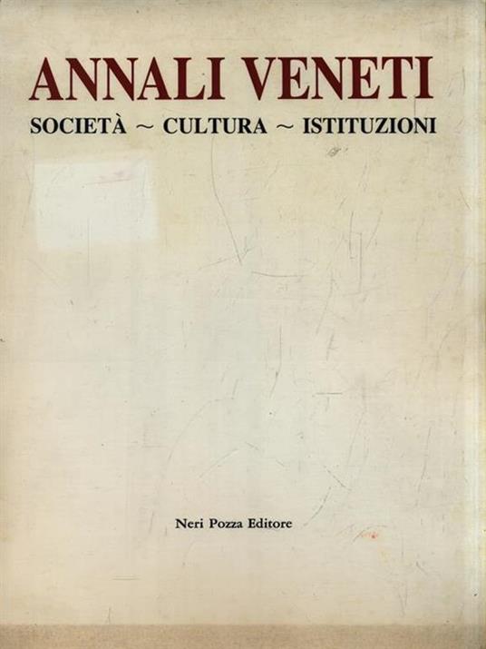 Annali Veneti. Societ cultura istituzioni - N. 1 - copertina