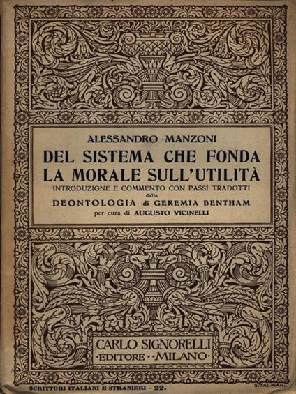 Del sistema che fonda la morale sull'utilità - Alessandro Manzoni - copertina