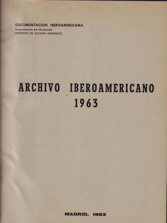 Documentacion iberoamericana 1963 - copertina