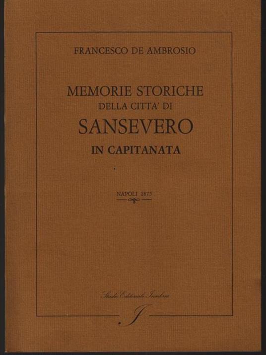   Memorie storiche della città di Sansevero - Edmondo De Amicis - copertina