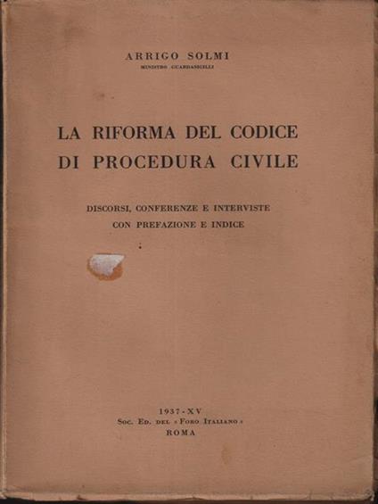 La riforma del codice di procedura civile - Arrigo Solmi - copertina