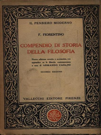 Compendio di storia della filosofia - F. Fiorentino - copertina