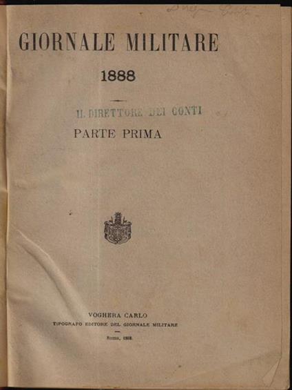 Giornale militare 1888 - copertina