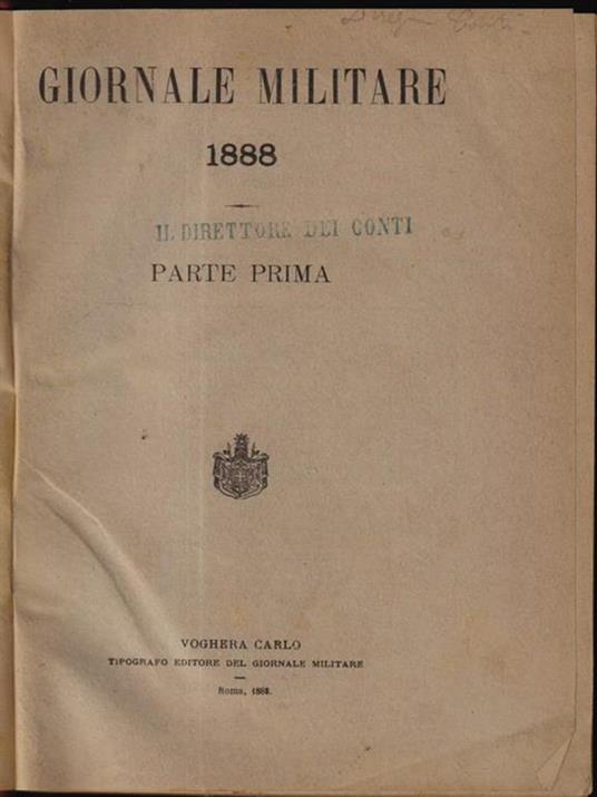 Giornale militare 1888 - copertina