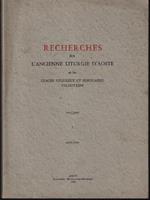 Recherches sur l'ancienne liturgie d'Aoste et les usages religieux et populaires valdotains