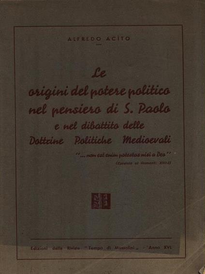 Le origini del potere politico nel pensiero di S. Paolo - Alfredo Acito - copertina