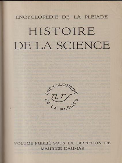 Histoire de la science - copertina