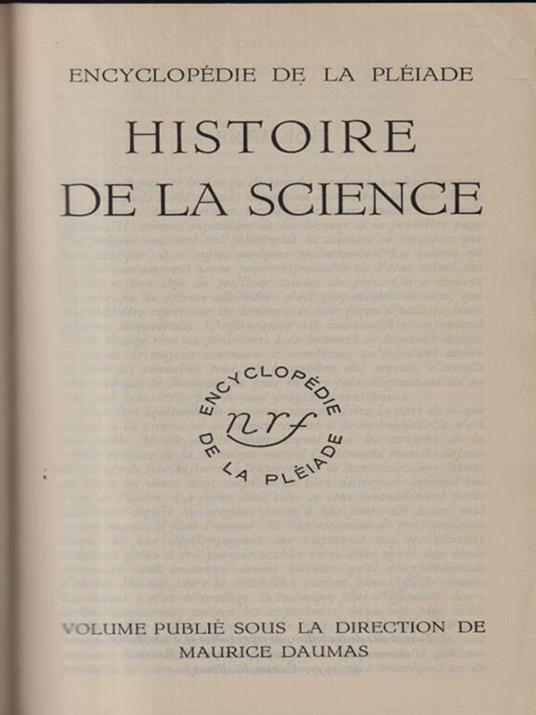 Histoire de la science - copertina